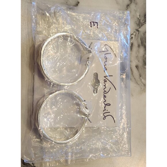 Gloria Vanderbilt Silver-Tone Hammered Hoop Earrings - Picture 2 of 5